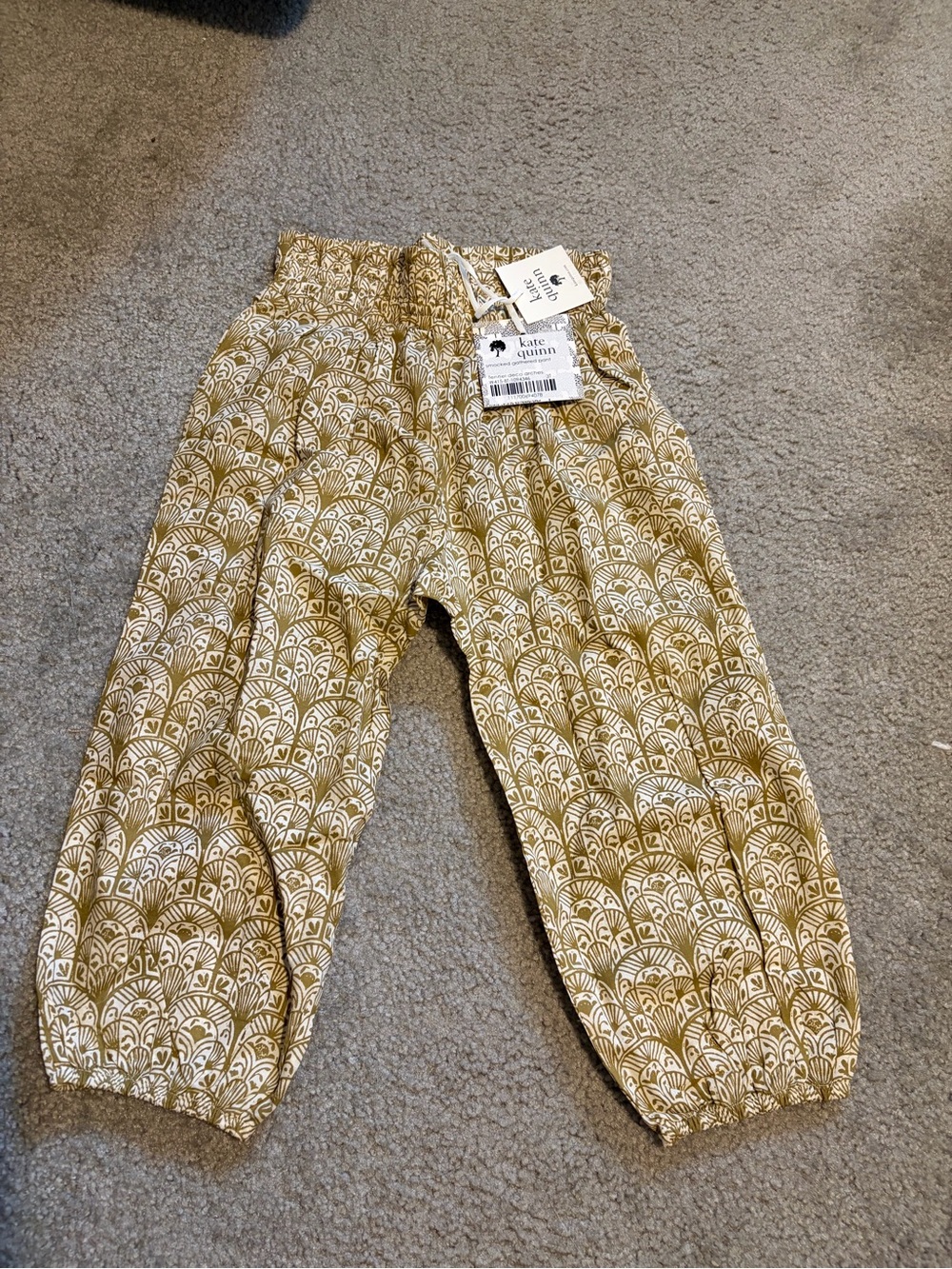 NWT Kate Quinn Fennel Deco Arches Smocked Gathered Pant 3T